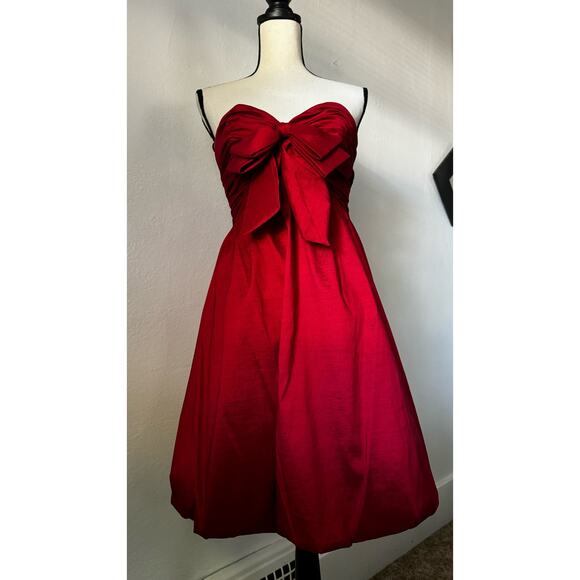 Jovani Women's Red Strapless Bubble Hem Party Cocktail Formal Mini Dress Size 6 - Picture 1 of 7